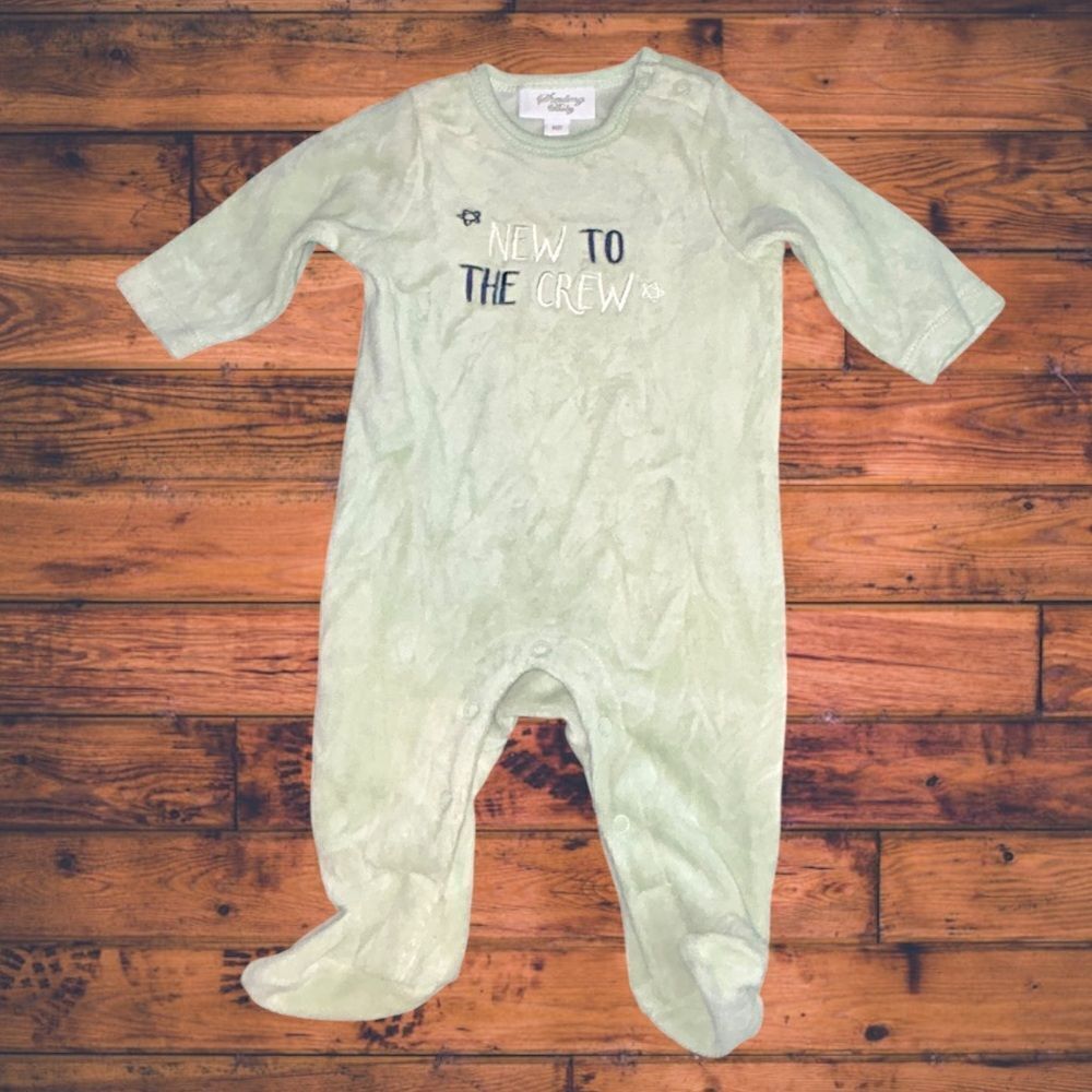 5 for $25🔥Sterling Baby Green Mint Green‎ Velvet Footie Pajama Newborn